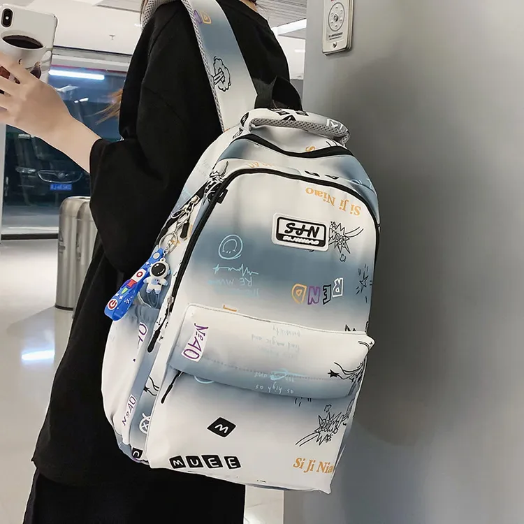 书包女生大学生新款潮流撞色大容量中学生高中双肩包男背包电脑包