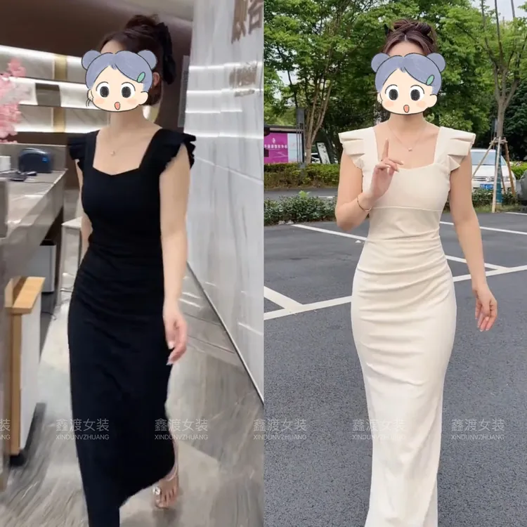 2025春夏新款时尚显瘦气质女士网红洋气连衣裙百搭款D5253