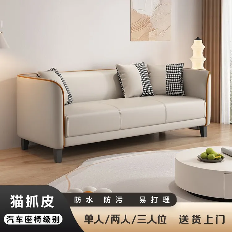 北欧小户型轻奢沙发出租房公寓网红猫爪皮沙发双人卧室客厅小沙发