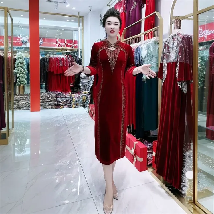 高端妈妈装婚宴礼服年轻旗袍喜婆婆婚礼喜服敬酒服连衣裙平时可穿