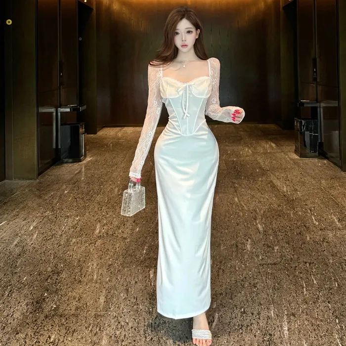 御姐风高级感气质修身包臀蕾丝连衣裙出席重要场合的裙子2025秋季