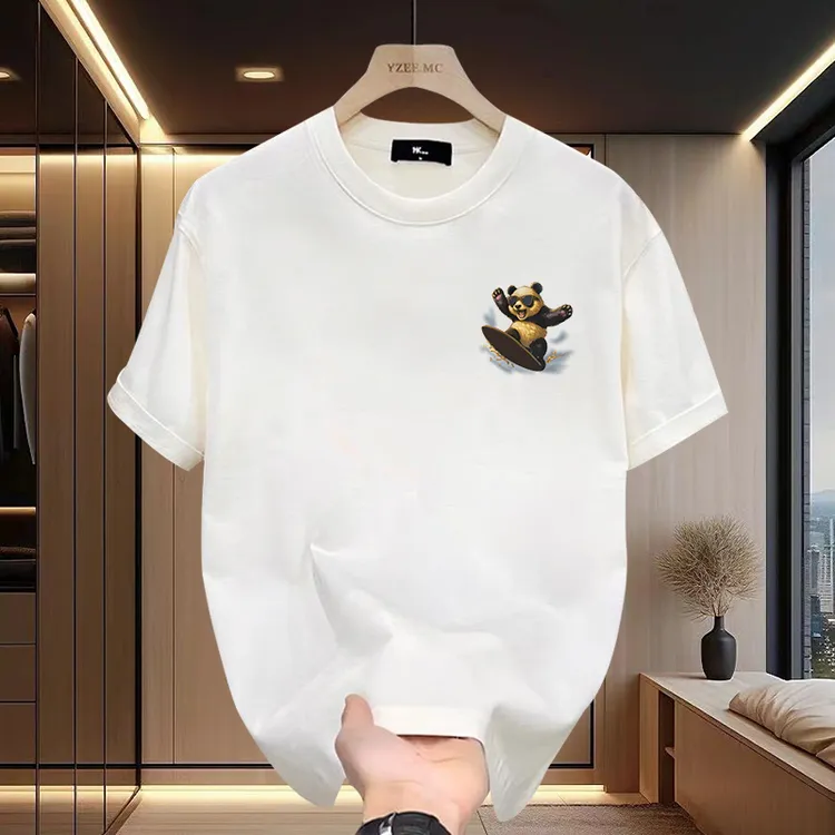 美式痞帅重磅短袖T恤青年男女百搭印花款夏季ins潮牌上衣一半故事