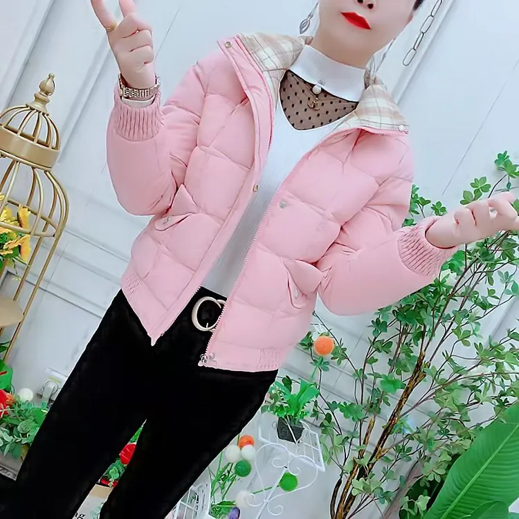 时尚立领拼接撞色加厚棉服棉袄外套女2025冬季新款修身时尚棉服潮