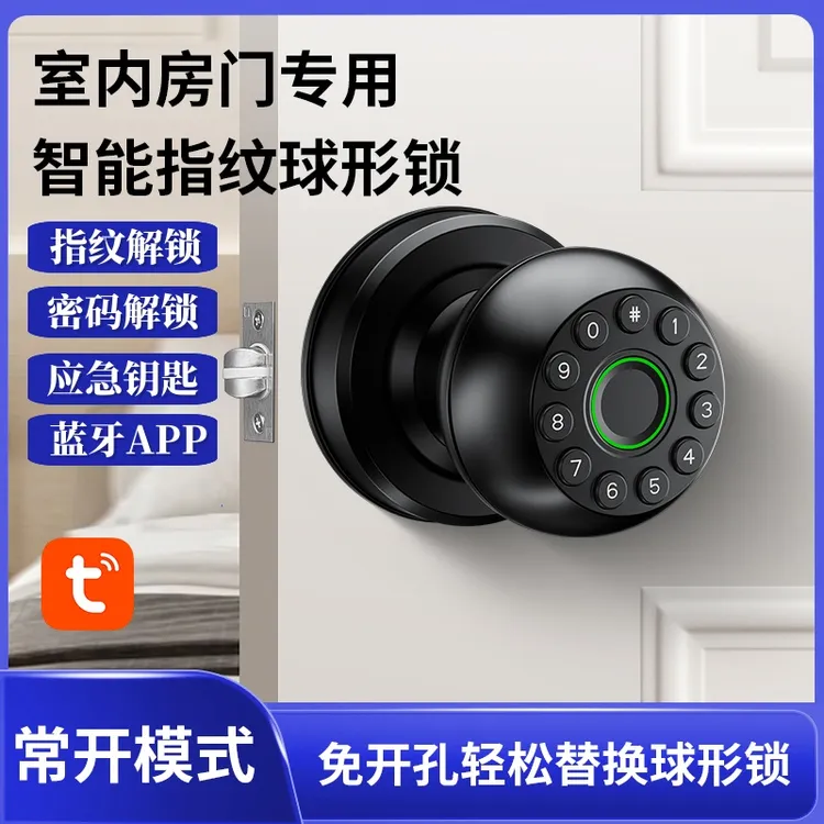 球形指纹锁智能锁室内卧室办公室密码锁房间木门智能锁电子球形锁