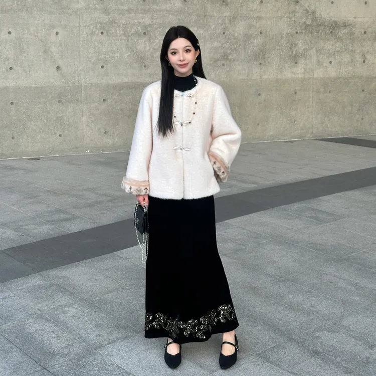 【猫七七】Liixu秋冬新款新中式外套百搭半身裙套装Q58TZW5180