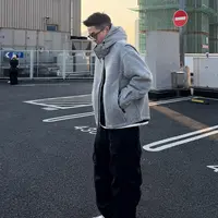 XDZZ二狗ss冬季男士绵羊毛拼接连帽可拆卸90鹅绒内胆羽绒服250511