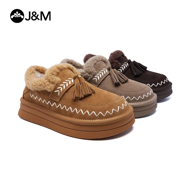 J&M/快乐玛丽25年最新冬款低帮流苏厚底时尚雪地靴秋冬短靴98663W