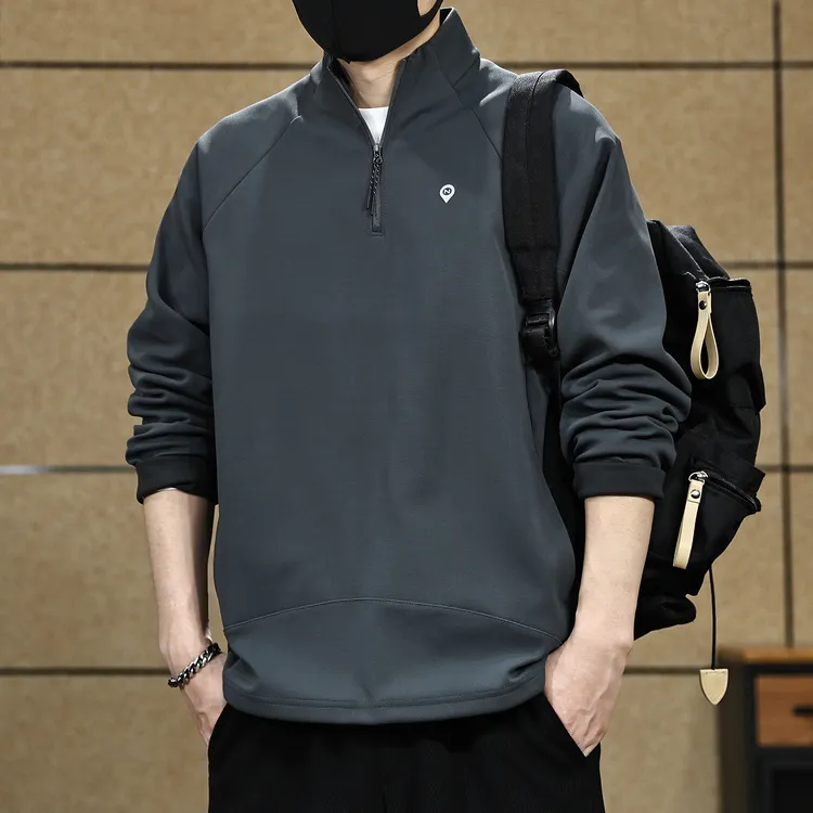 美式山系半高领拉链卫衣男2025秋季新款潮流休闲百搭长袖上衣外套