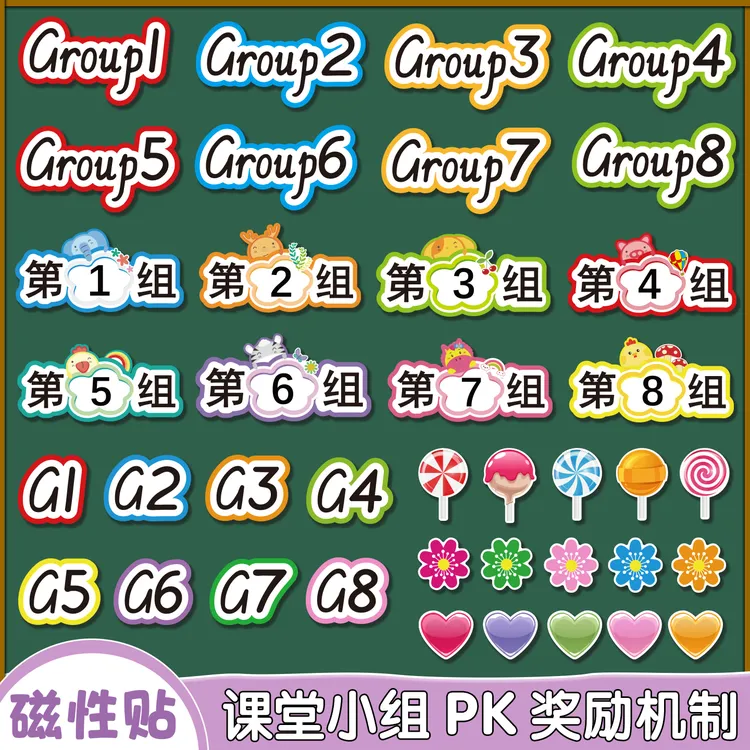 【阿敏老师专属】课堂小组分组磁性吸力黑板贴评竞比赛PK加分英语奖励机制教具