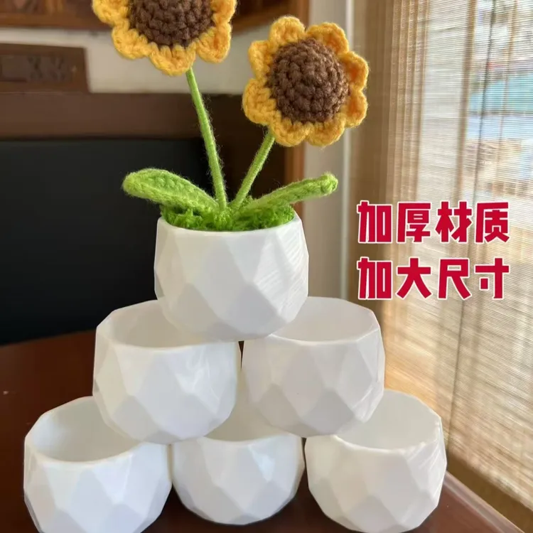 加大加厚手工花白色迷你小花盆diy送填充送草坪送车载无痕胶