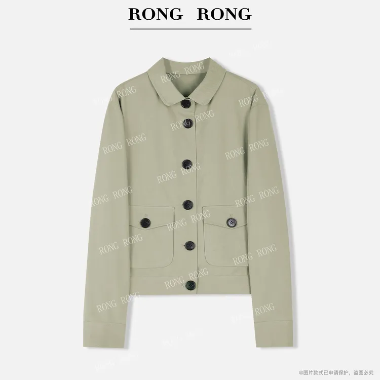 溶溶【雅格风度】RONGRONG 莱赛尔棉混纺翻领日系极简风外套H-Z0423