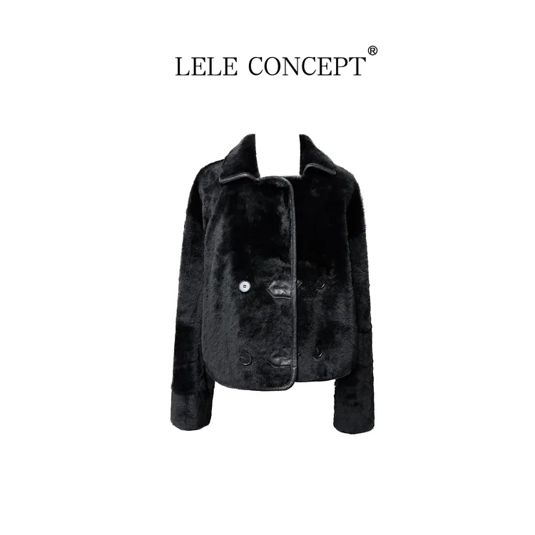 LELE CONCEPT丨【美超】轻奢设计款翻领皮边皮毛外套FG25D0238W