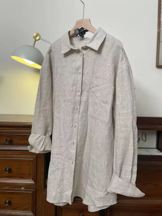 汉麻经典款白色长款休闲衬衫衬衣上衣灯笼裤设计师版无性别穿搭