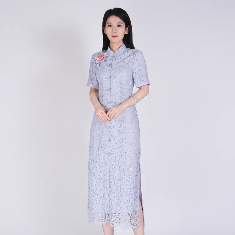 浒城古娘新中式古法改良版蕾丝箐华女款旗袍年轻款连衣裙BMT11286