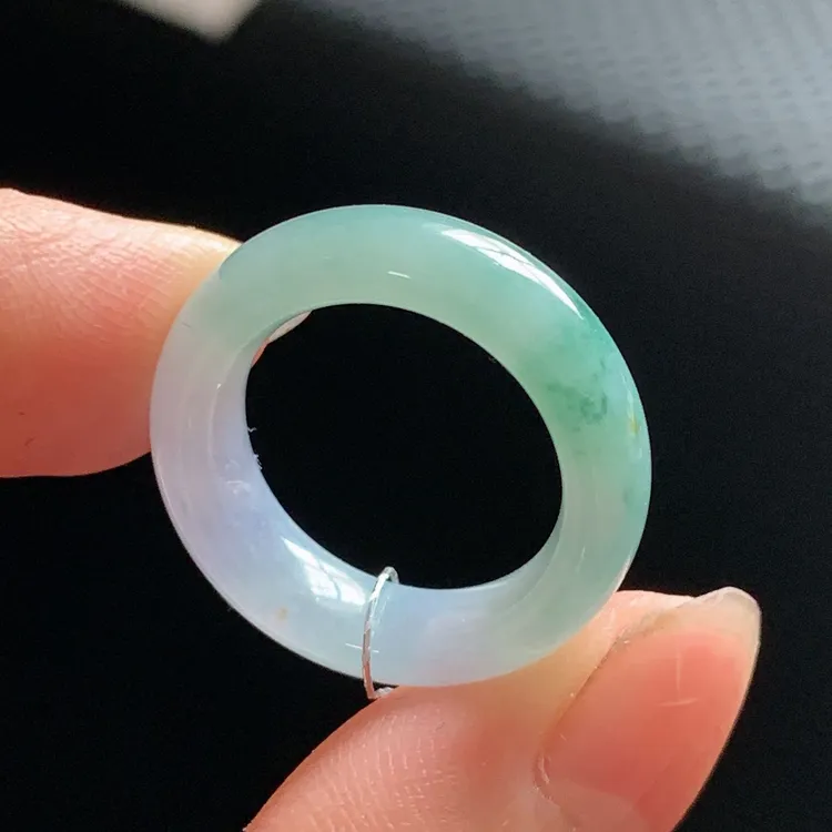 圈口号12 翡翠指环戒指戒圈天然a货玉石圆戒素圈缅料玉戒 E02