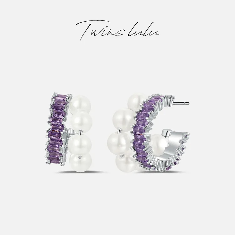 铜合金合成锆石耳饰 【官方正品】小众【葡萄园】镶嵌耳环TSL1645