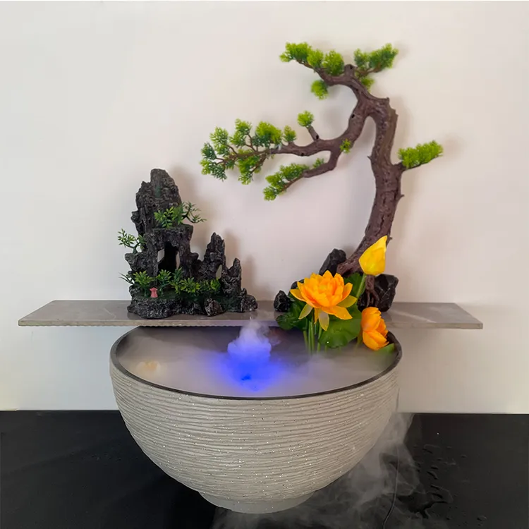 桌面流水摆件客厅茶室装饰中国风水晶球喷泉循环水景高山流水摆件