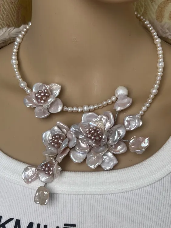 非金属木质项链 百搭轻奢单花巴洛克时尚花瓣颈链项链配饰饰品