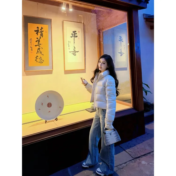 高级感洋气时髦百搭短款保暖加厚外套秋冬高腰时尚垂感阔腿裤套装