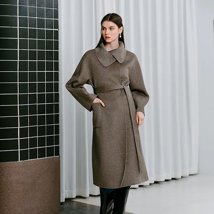 【晨粉专享价】秋冬双面呢长款大衣25年新款紫绒色MOGD04HLC045C51