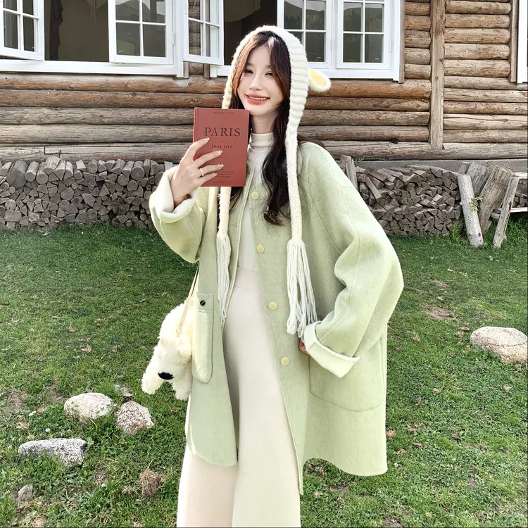 韩系氛围感小清新减龄大衣女2025秋冬新款时尚高级感超洋气呢外套