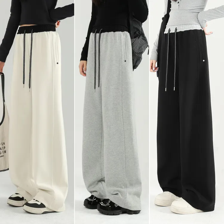 女大童裤子2025秋季新款初中生儿童休闲裤直筒阔腿裤女童运动裤