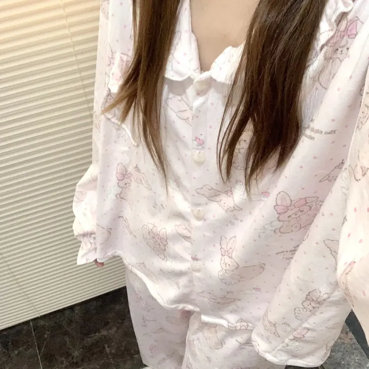 [云朵小兔]大码睡衣120-260斤秋冬甜美可爱德绒保暖卡通家居服