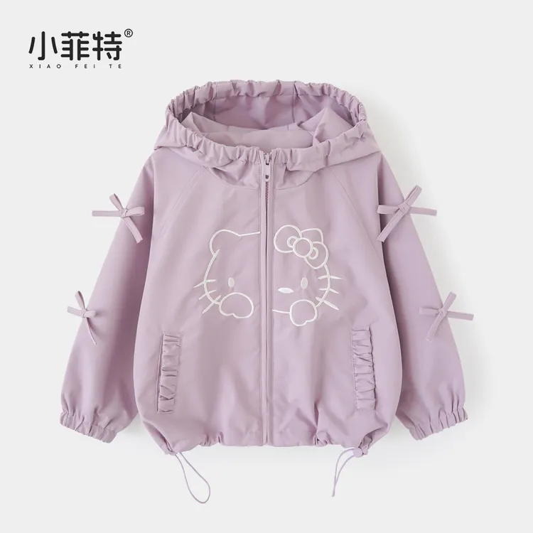 小菲特女童秋装新款连帽外套中大童休闲上衣儿童衣服BGYQ53125