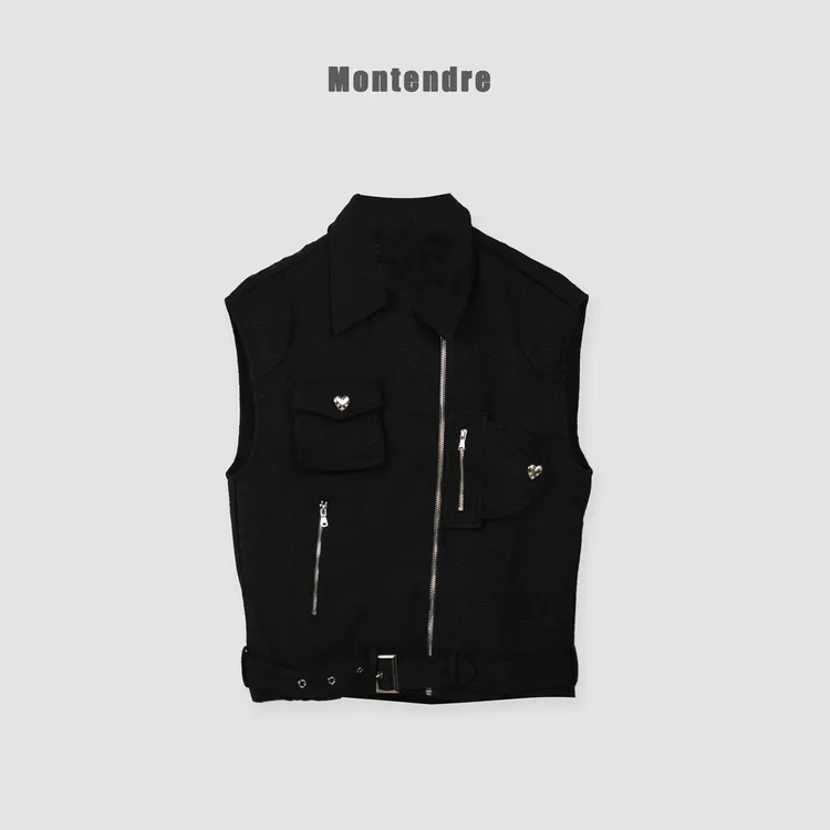 【MonTendre】秋季新款 P 时尚洋气百搭工装高街风拉链马甲