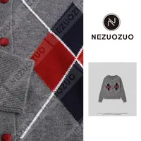 NEZUOZUO【秋意】精仿羊毛/显瘦神器/菱形格百搭圆领毛织开衫