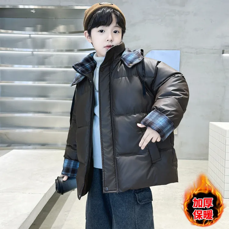 儿童装男童冬装皮衣棉服2026新款中大童棉袄冬季男孩加厚棉衣外套