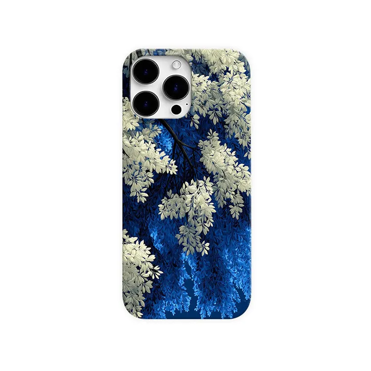 蓝调繁花适用于苹果14promax手机壳iPhone16e小众15plus个性13/12