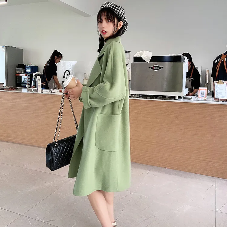 羊毛大衣厚女款小个子2023新款韩版冬季气质女装A字型西装领毛呢