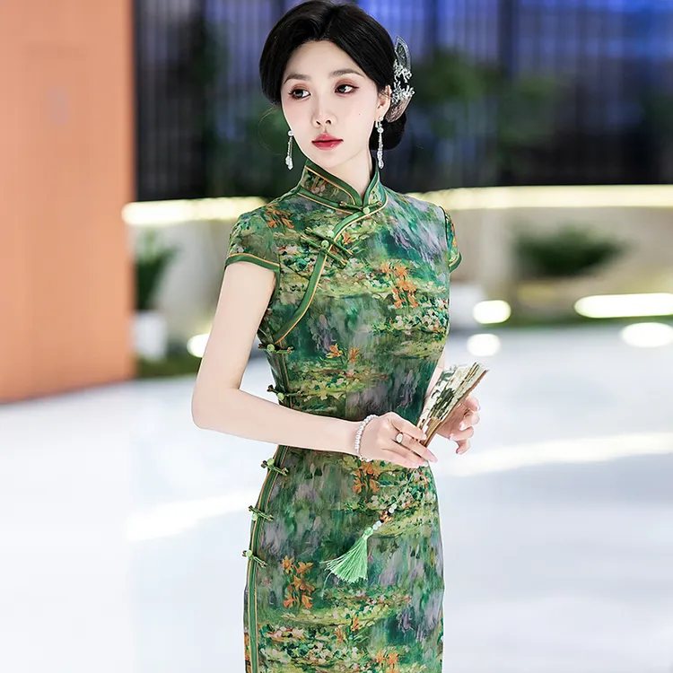 新中式旗袍高端2025夏季老上海日常可穿改良长款裙子素雅国风礼服