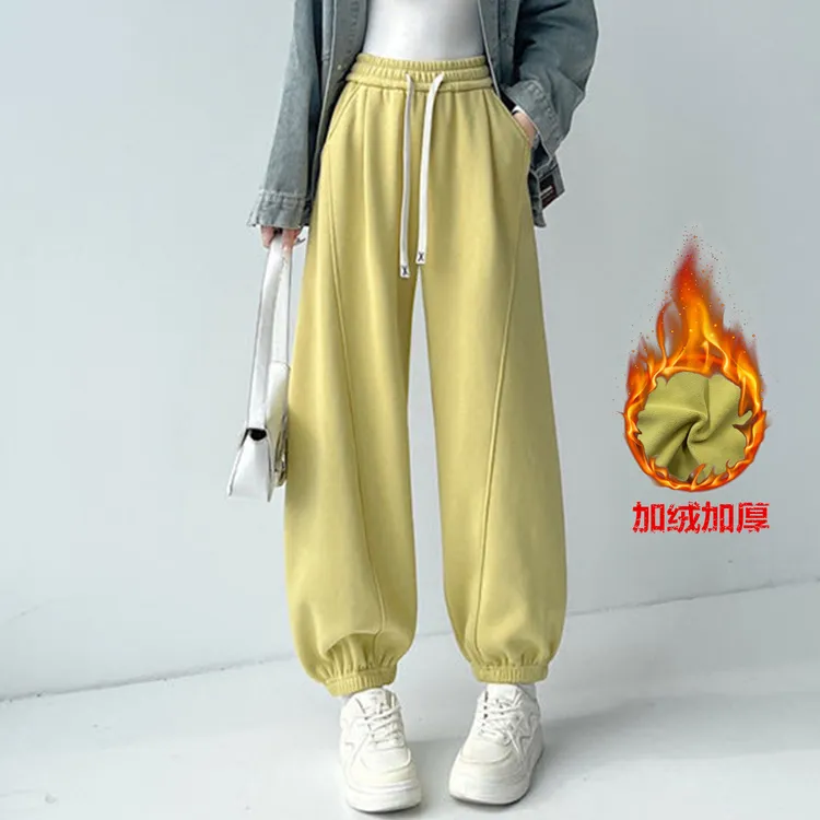 一条过冬情侣冬季男女装特厚加绒休闲束口宽松运动卫裤休闲裤子