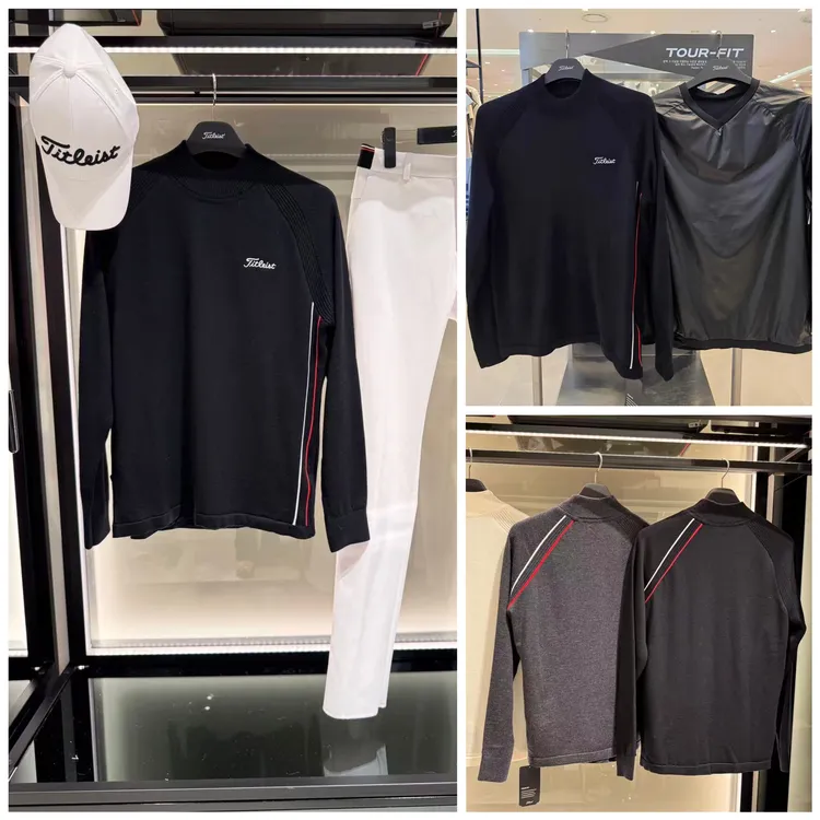 T家新款外贸原单高尔夫服装男针织上衣25秋冬保暖防风百搭两件套