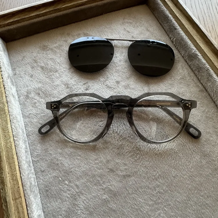 欧内近视眼镜复古板材墨镜夹片多边形素脸设计师日系网红时尚百搭