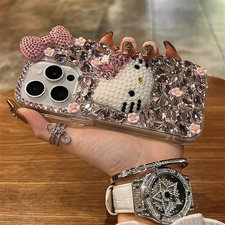 奢华满钻粉堆钻kt适用iphone16promax手机壳苹果15日韩1413套12女