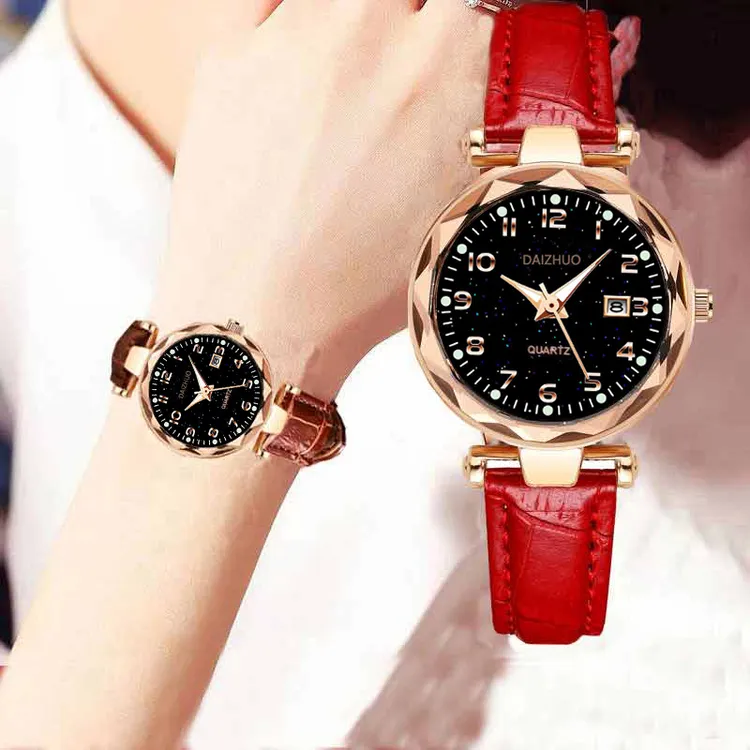 女士手表送礼物日历数字星空2025新款时尚百搭石英表皮带防水腕表