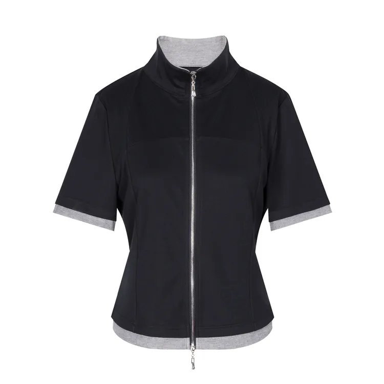 DUNNU/敦奴dunnu夏季时尚百搭休闲显瘦透气立领拉链T恤FU230836