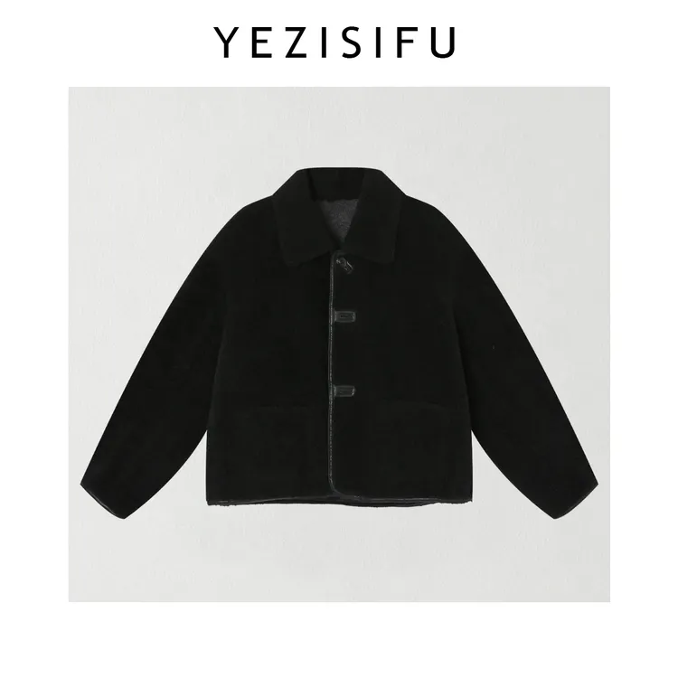 欧尼私服2025冬季新款小众设计休闲风厚款翻领毛毛外套 2512C8981