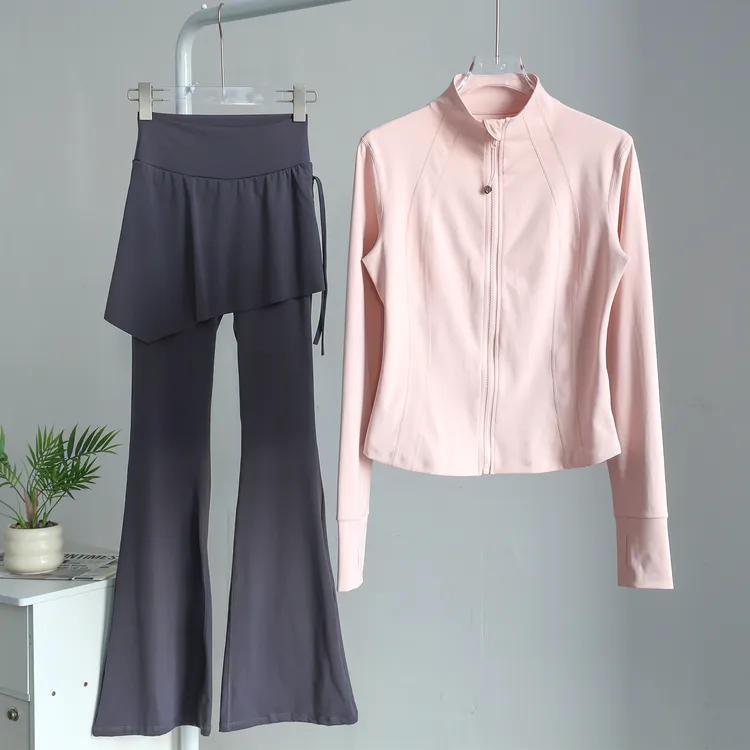 秋冬跑步运动套装女户外晨跑遮臀防走光普拉提气质瑜伽健身服套装