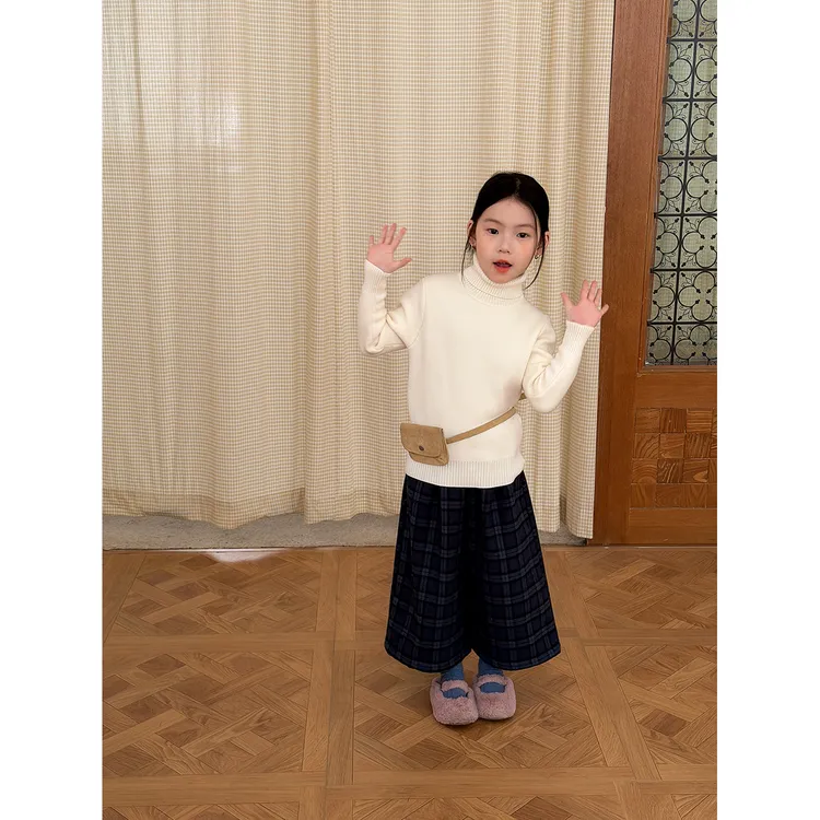 Harper kids 韩版女童美式复古格子阔腿裤 H25A020915