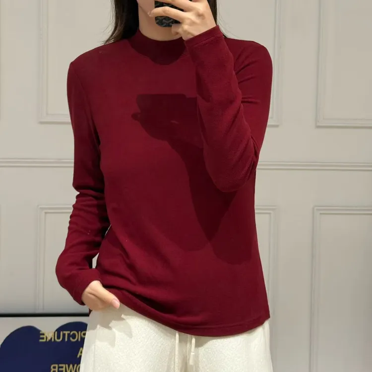 NANA【云朵小立领】秋冬260g慕斯绒小立领长袖打底衫保暖显瘦C0561