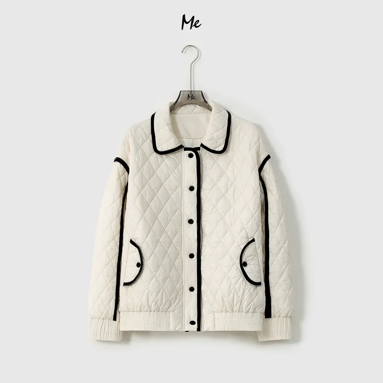 ME【香香菱格棉服】菱格走线撞色包边时尚百搭休闲保暖棉衣MESA3853