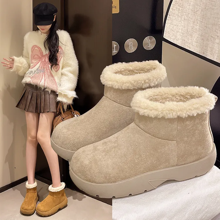 女士勃肯雪地靴雪地靴女2025新款冬季舒适百搭韩版厚底防滑一脚蹬