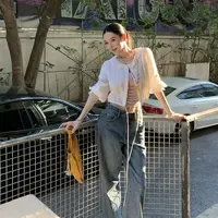 FBB limit减龄少女白衬衫蕾丝拼接荷叶边斜纹抽绳上衣D253616D