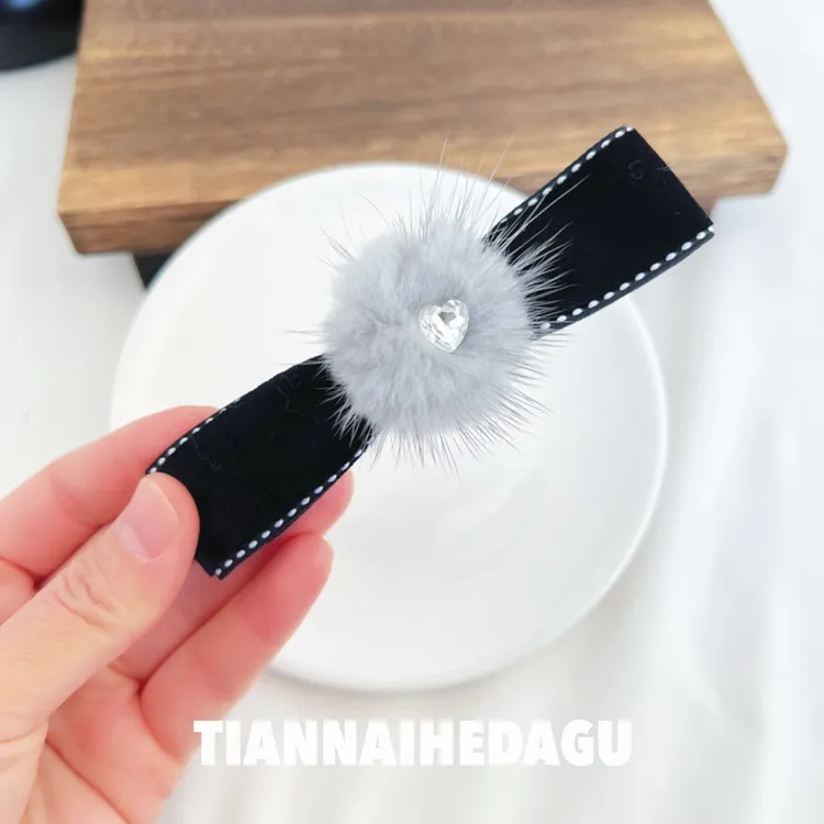 晴山远画眉文艺弹簧夹 毛乎乎清新甜美可爱发饰发夹头饰超仙发卡