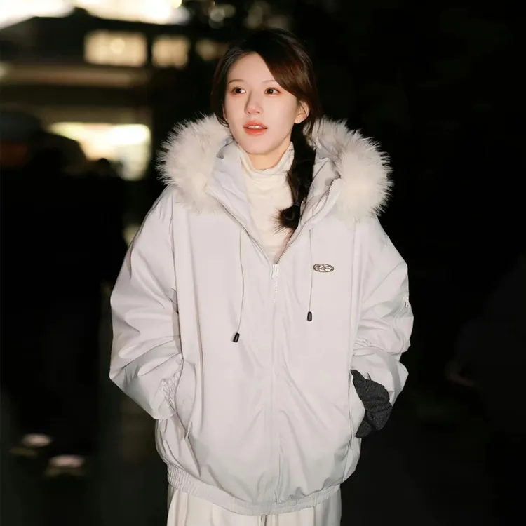 明星同款国潮冬季保暖加厚棉衣工装派克服韩系小个子学院风棉服