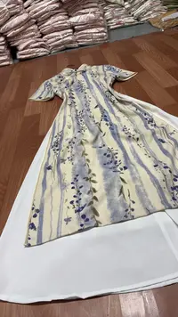 1177-新款 紫藤花 大奥黛 改良  旗袍